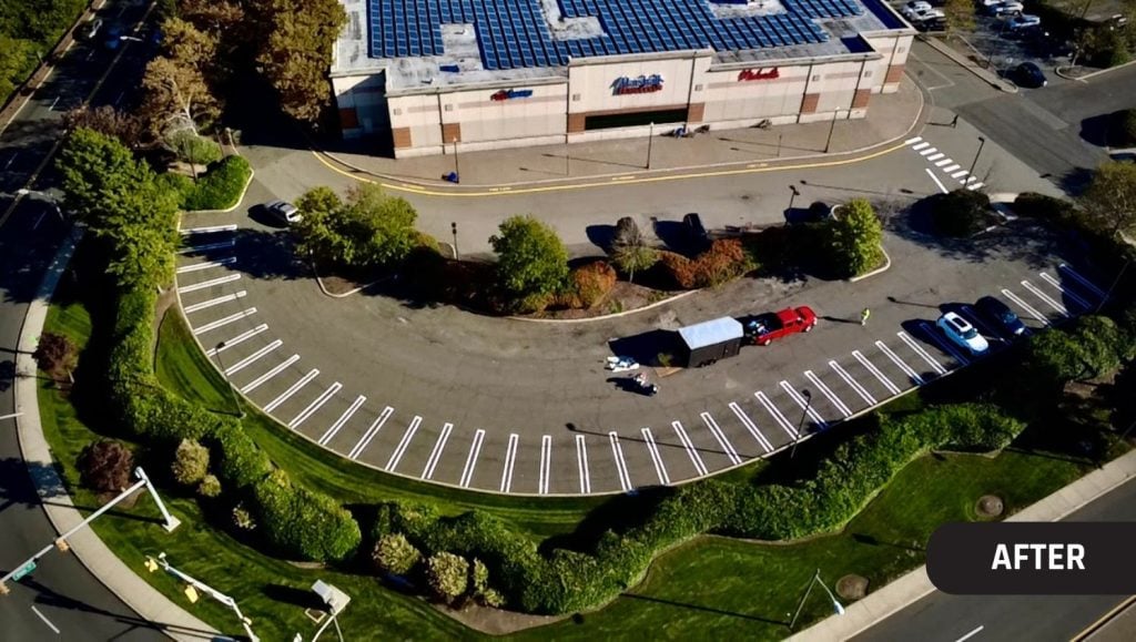 Divisions Inc. parking lot with freshly painted parking spots