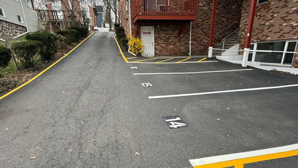 line markings freshly painted for Leonia Court