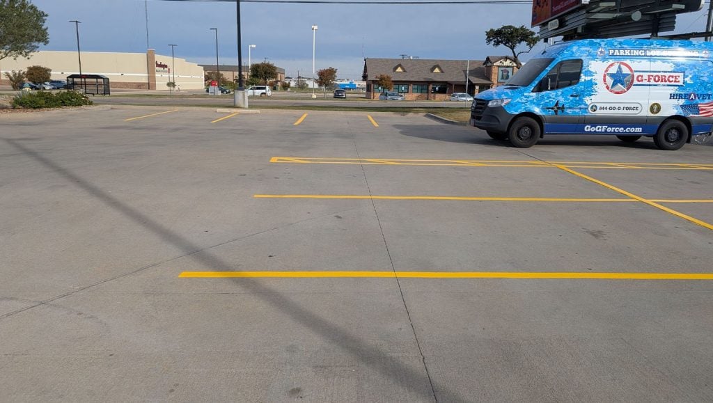 fire lane striping for Buffalo Wild Wings parking lot