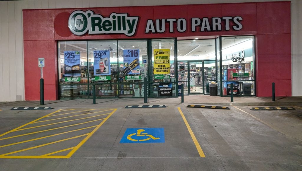close-up view of ada compliance parking spots freshly painted