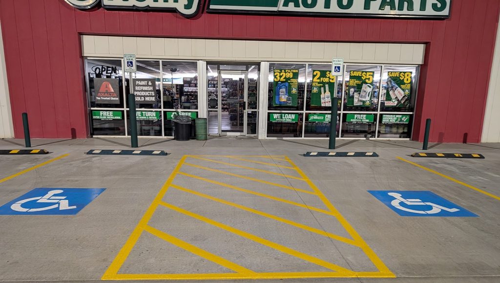 O'Reilly Auto Parts parking lot freshly painted