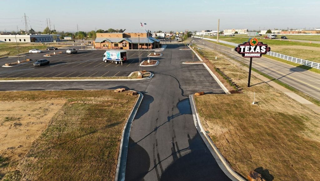 before and after view of line striping project in Owasso, OK