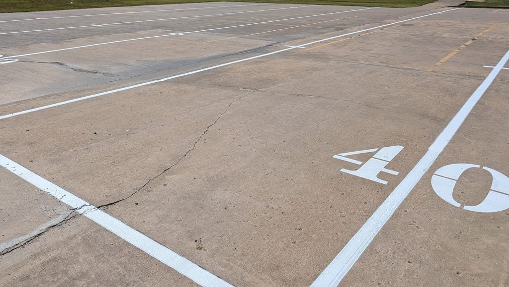 freshly painted line markings for. Fort Gibson High School