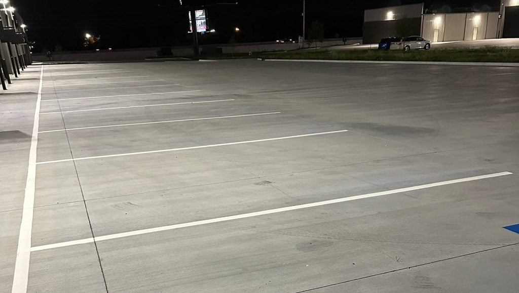 freshly painted line markings close-up