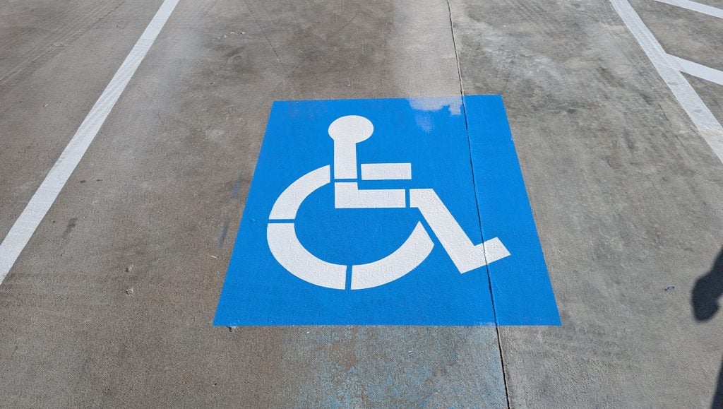 business parking lot freshly painted