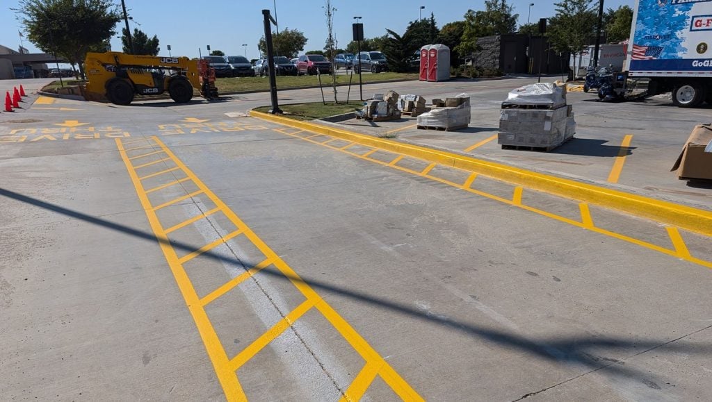 aeral view of Chick-Fil-A parking lot and drive thru