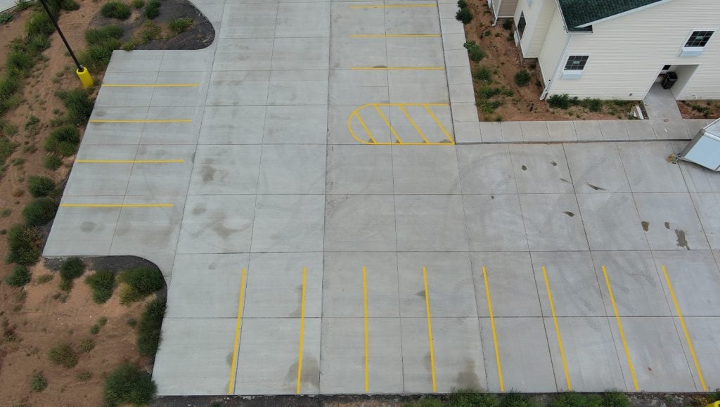 aerial view of g-force truck in Cobblestone Hotel parking lot