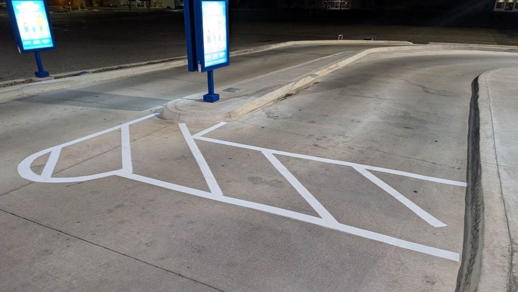 Dutch Bros parking lot freshly painted