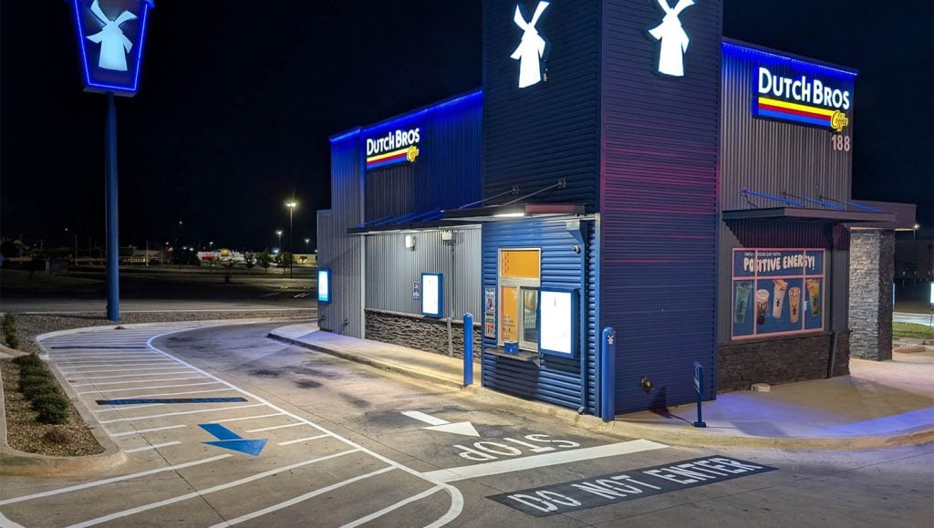 freshly painted drive thru for Dutch Bros