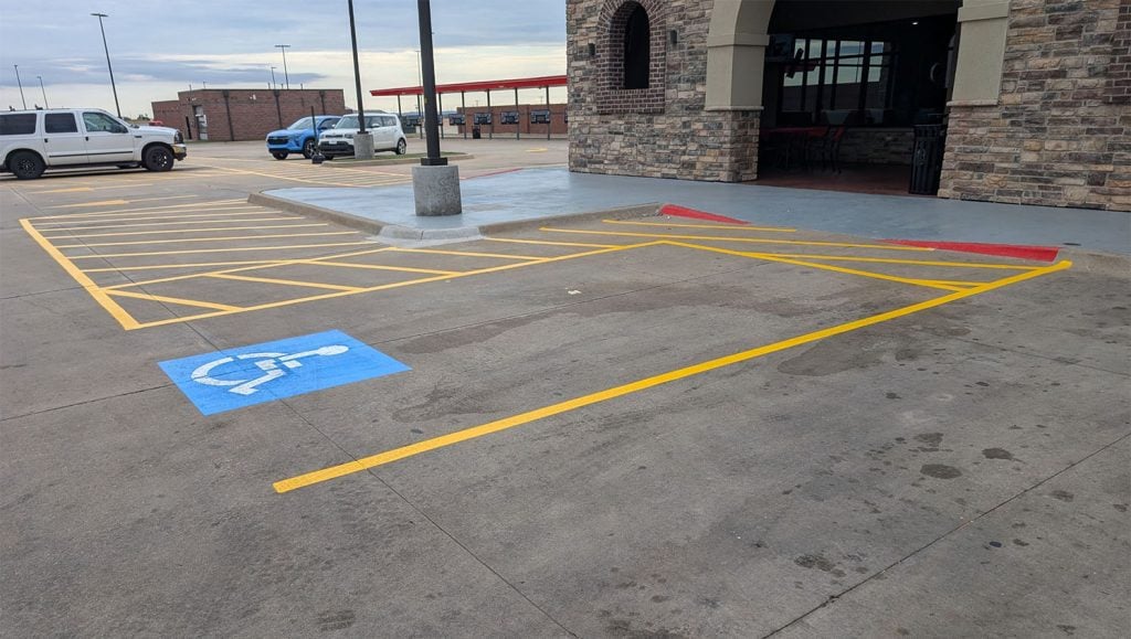ada compliance parking spots freshly painted