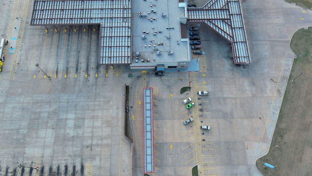 Gore's Travel Plaza parking lot freshly painted