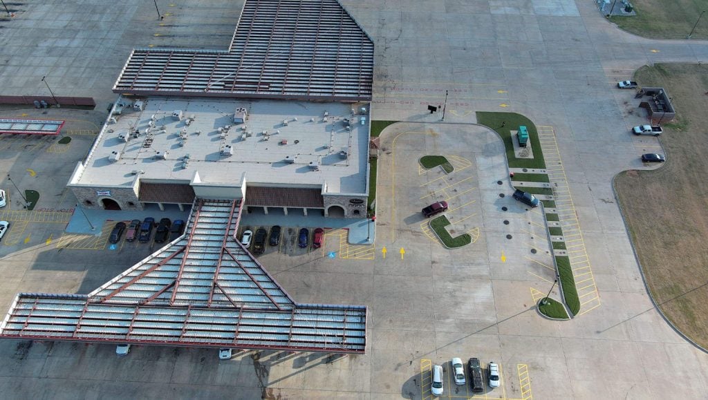 Gore's Travel Plaza parking lot aerial view