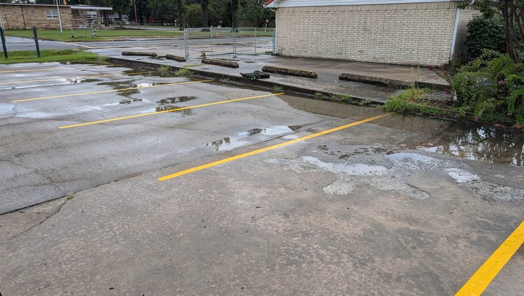 close-up of freshly painted parking spots