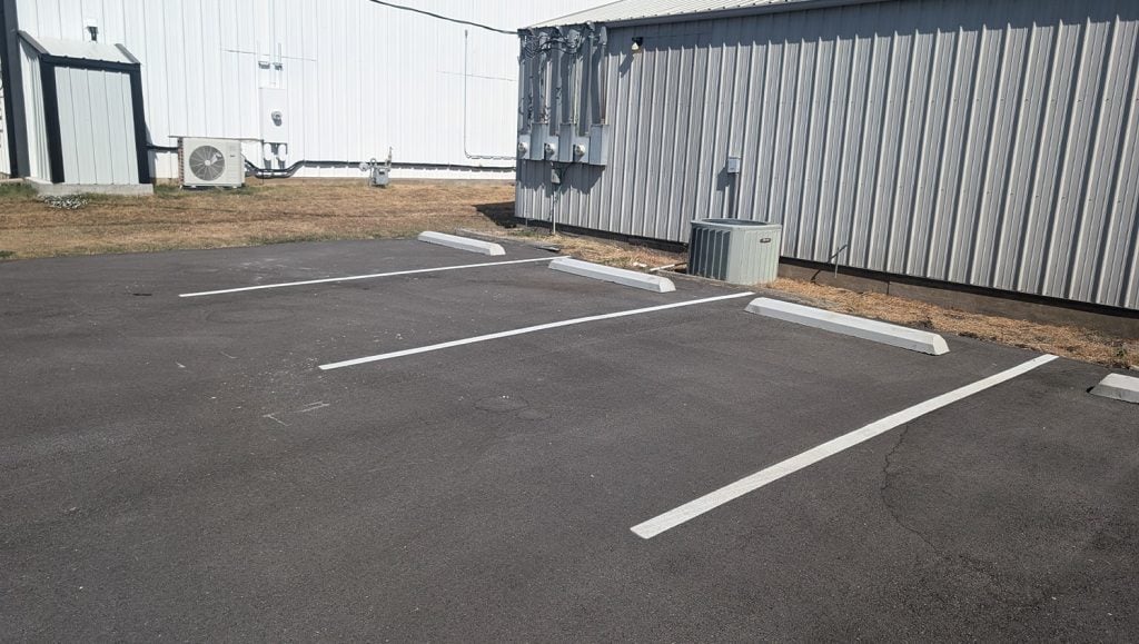 line markings freshly painted for Lakeside Eyecare parking lot