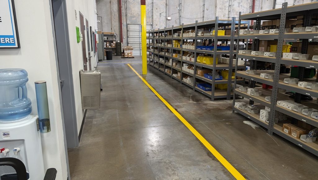 warehouse floor markings freshly painted