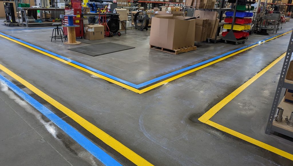 warehouse floor markings freshly painted