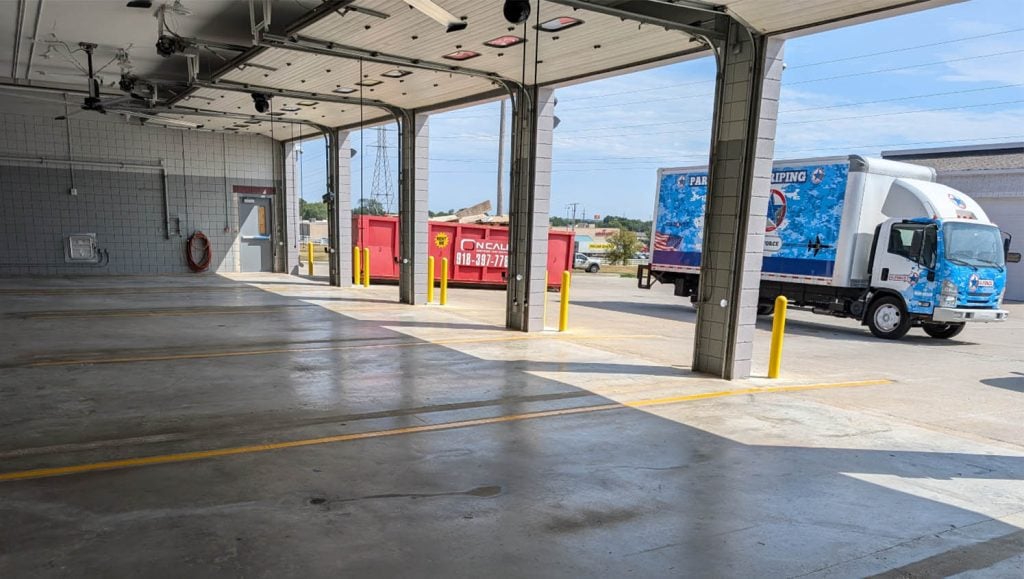 close-up of freshly painted line markings for Owasso Fire Department
