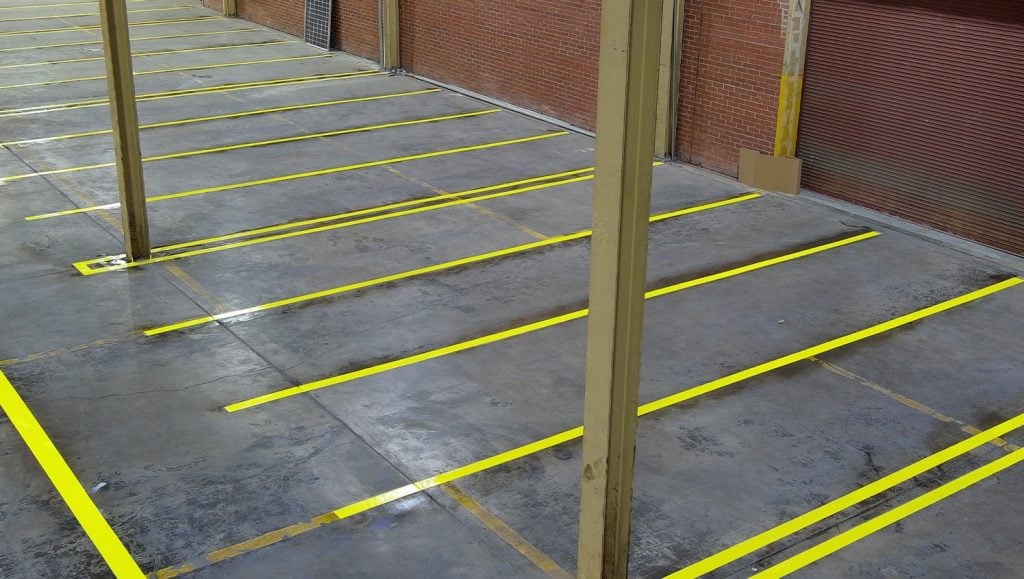 warehouse floor markings freshly painted for ENCOsteel