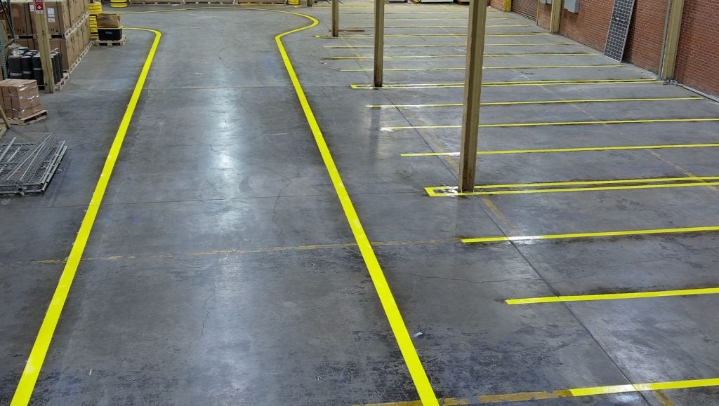 ENCOsteel warehouse with freshly painted line striping