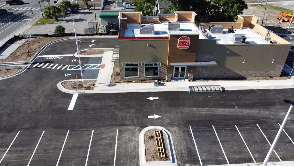 aerial view of sign installation project in Titusville, FL