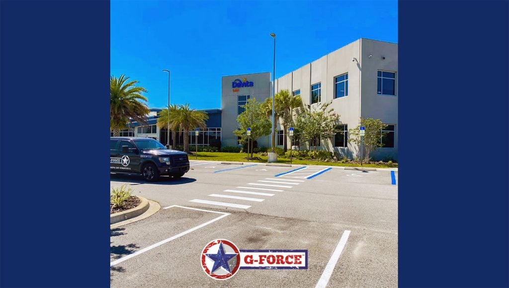 new parking lot arrows at DaVita labs in Deland, FL.