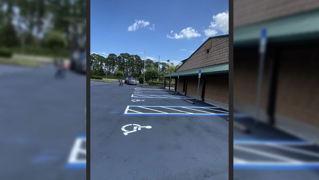 newly lined parking stalls
