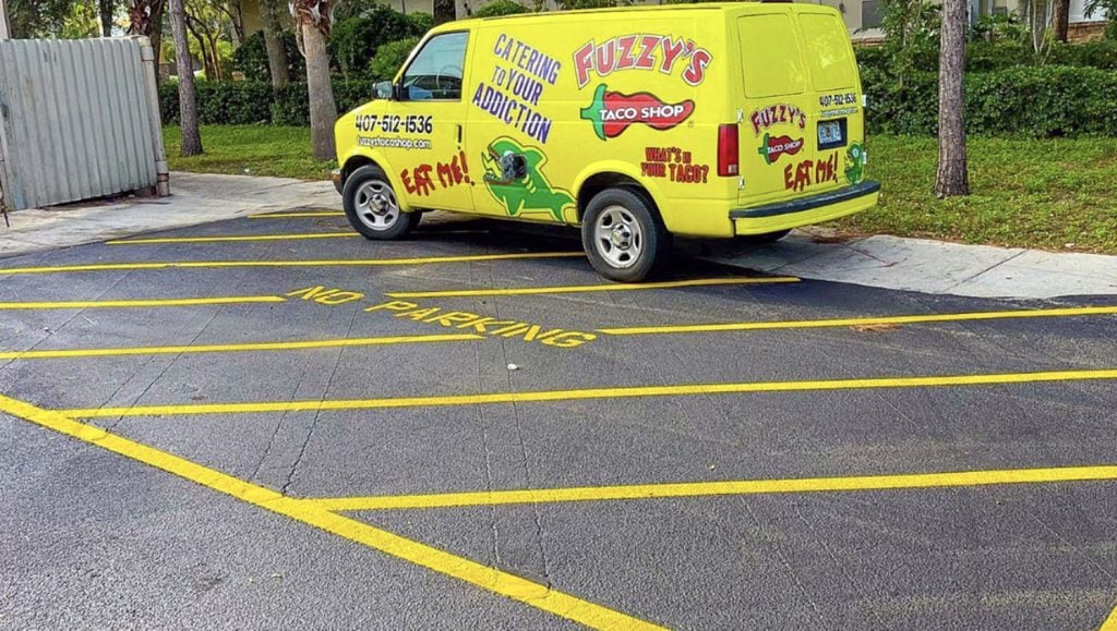 new directional arrows striped at tex-mex restaurant