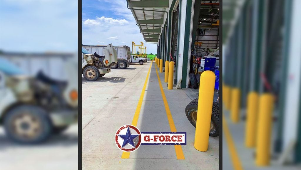 striping on outside of the warehouse