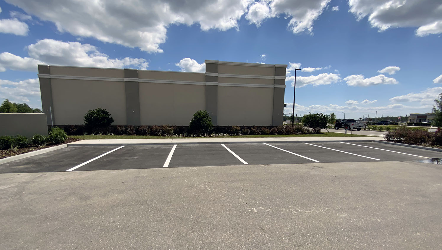 new parking stalls painted in Orlando, FL commercial striping project