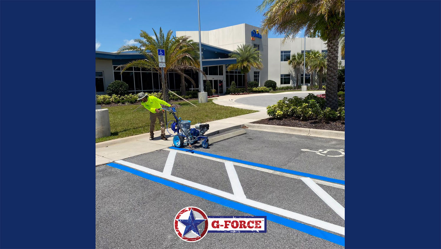 freshly striped ADA accessible parking stalls at DaVita labs in Deland, FL.
