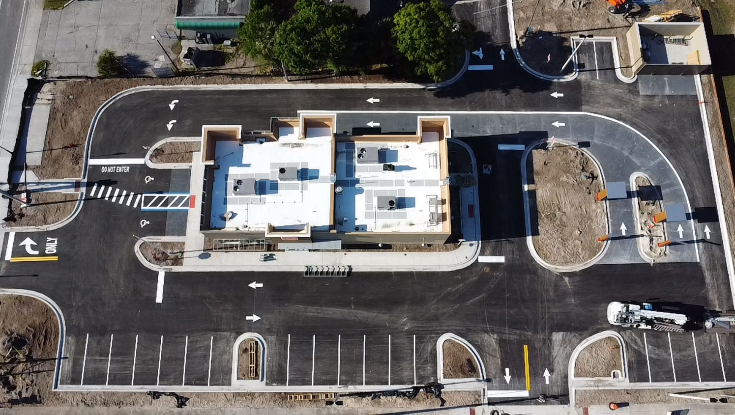 aerial view of sign installation project in Titusville, FL
