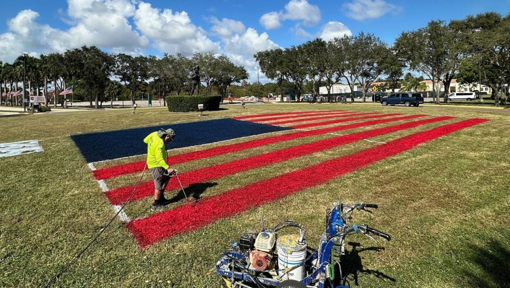 american flag freshly painted for va hospitals