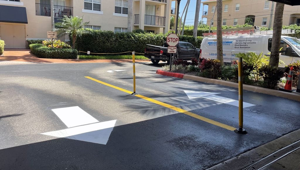 freshly striped directional arrows