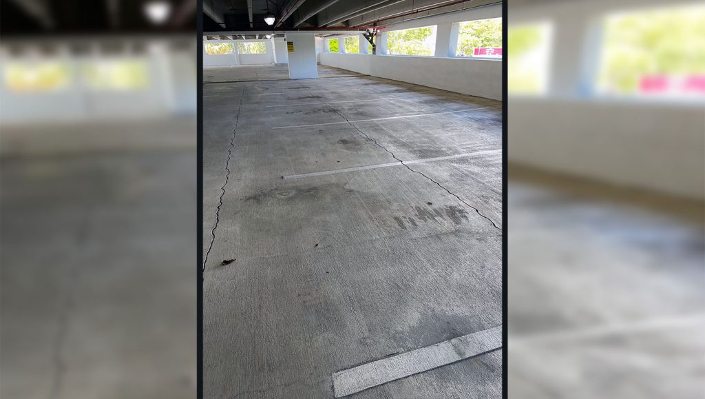 newly striped parking garage spaces