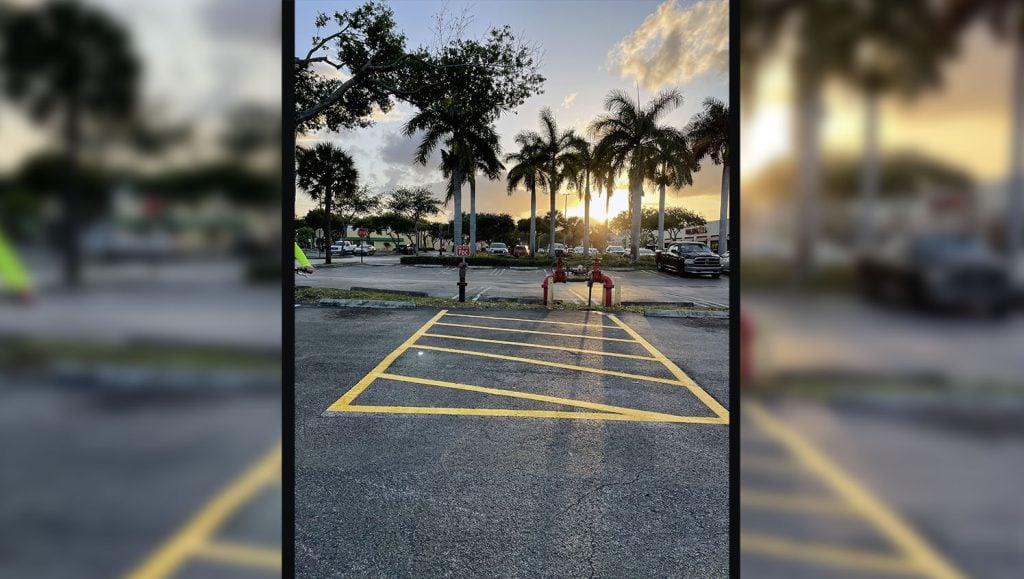 re-striped parking spaces