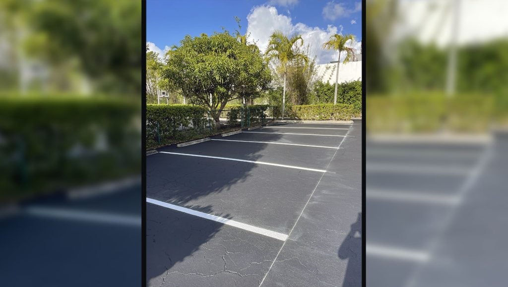 re-striped parking lot markings