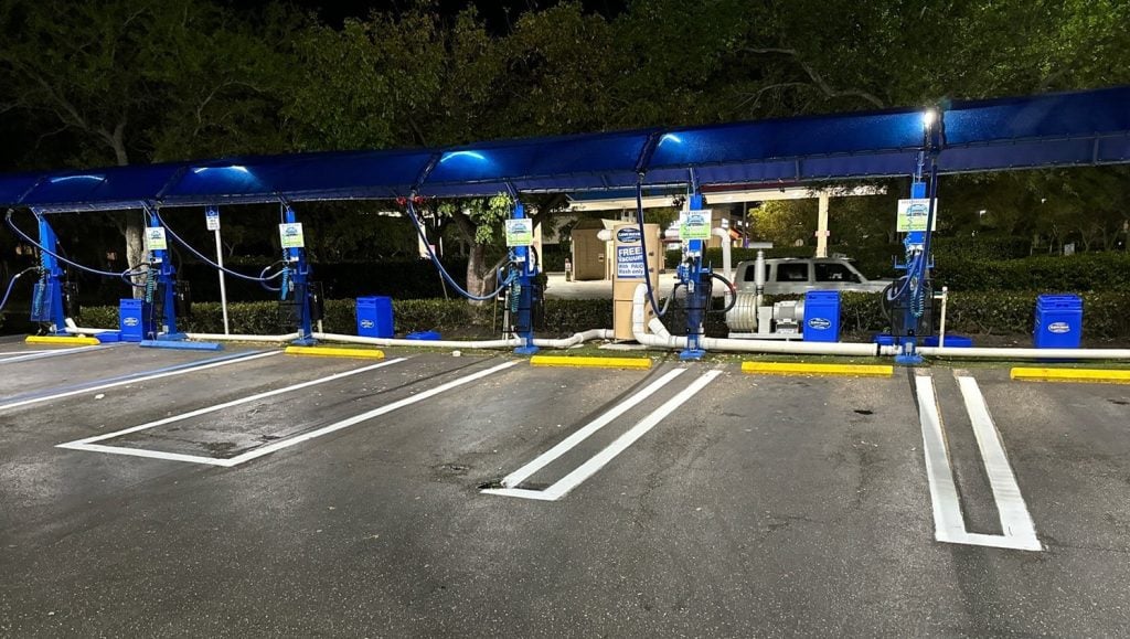 Clean Wave Car Wash parking lot freshly painted
