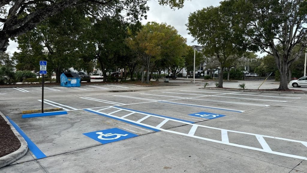 ada compliance parking spots freshly painted