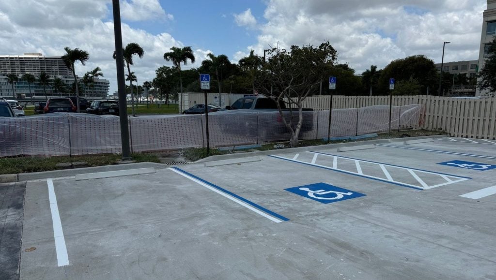Mercy Hospital parking lot freshly painted