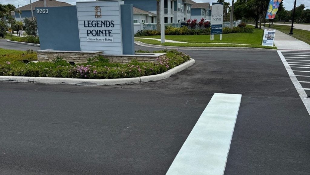 thermoplastic markings for Legends Pointe Apartment Complex parking lot