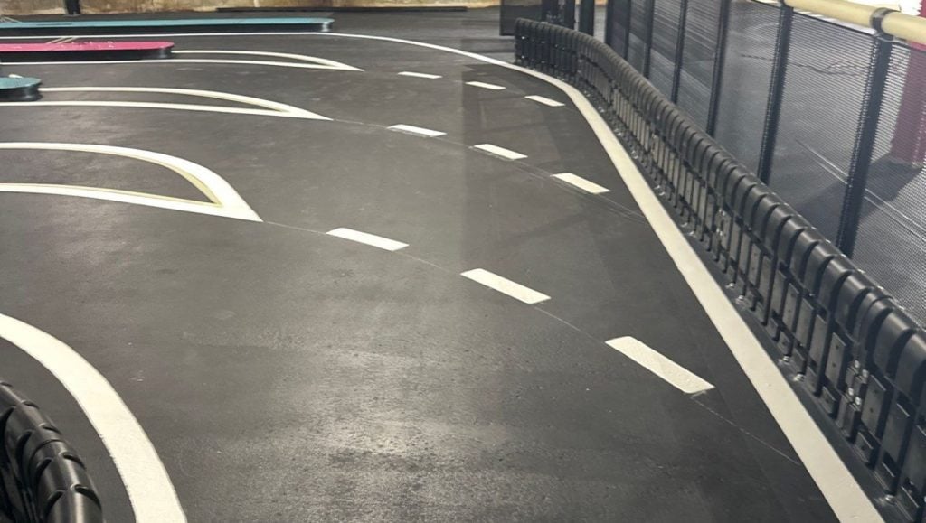 white line markings freshly painted for G5 Construction