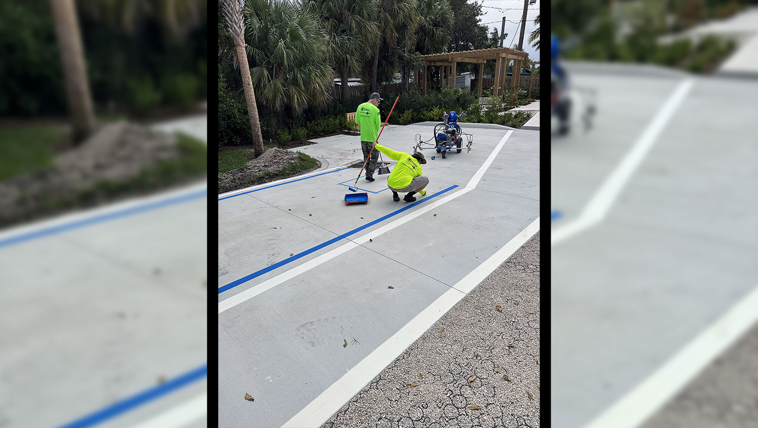 G-FORCE Palm Beach team striping handicapped-accessible parking spot