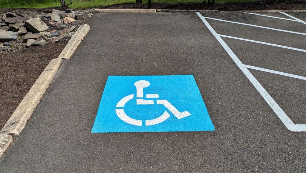 close view of fire lane markings in Bucks County, PA