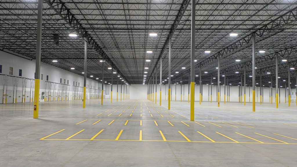 warehouse floor markings freshly painted for Document Solutions Company