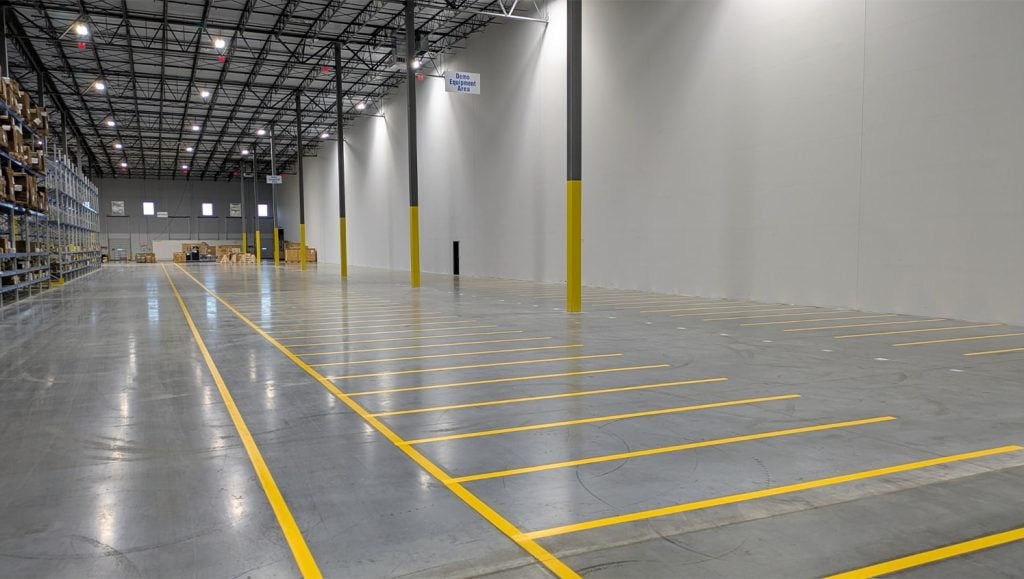 Biotech Distribution Center with freshly painted line markings