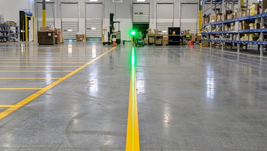 close-up of freshly painted line markings for Biotech Distribution Center