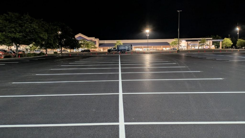 parking spots freshly painted for Shopping Center