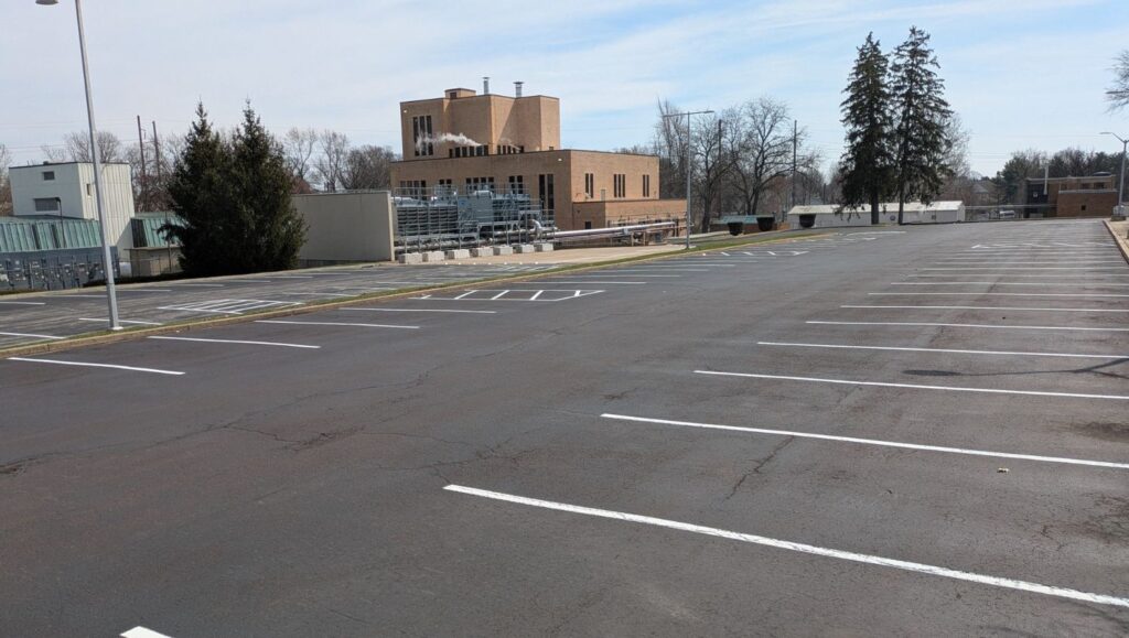 Eastern Regional Research Center parking lot with freshly painted parking spots