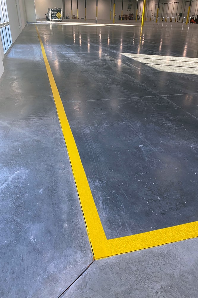 new warehouse floor striping at Green World Shipping