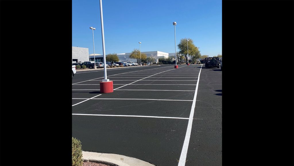 newly striped parking stalls at Peoria Volkswagen